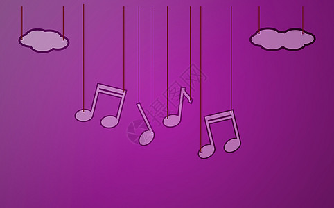笔记云带音乐的紫色背景设计图片