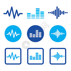 频率图音波音乐矢量蓝色图标集设计图片