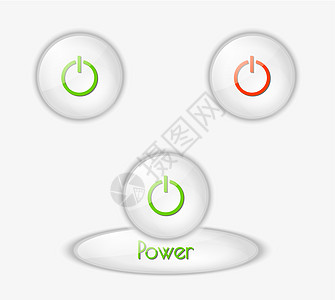 电动按钮圆形白色互联网控制绿色力量活力插图纽扣红色高清图片