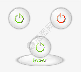 电动按钮圆形白色互联网控制绿色力量活力插图纽扣红色图片