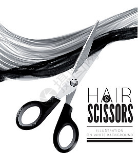 白色背景的毛发和剪刀修剪梳子金属沙龙发型造型师优雅理发师工作理发图片