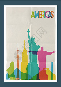 美洲旅行地标标志性天线古年海报图片