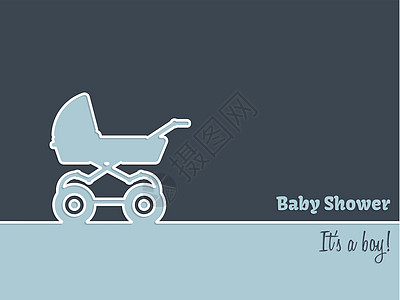 带婴儿车的新生儿贺卡图片