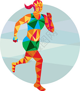 低多边形马拉松龙纳赛跑者身体素质折纸艺术品运动员跑步插图慢跑者女士三角图片