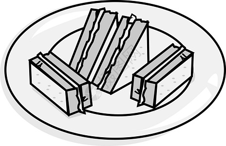 帕尼尼面包三明治团体火腿乳酪俱乐部食物洋葱小吃白色面包沙拉设计图片