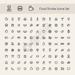 一组斯特罗克食物图标图片