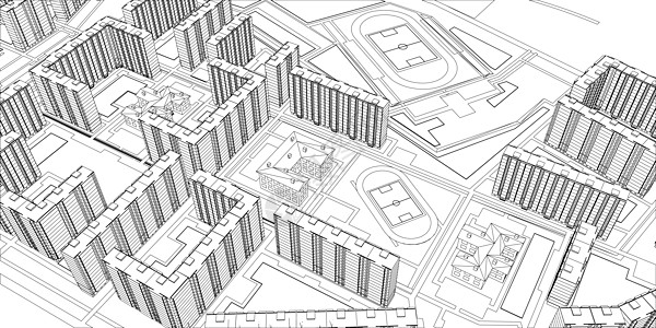 电线框架建筑高层建筑小区街道工程绘画居住草图公寓楼城市图片
