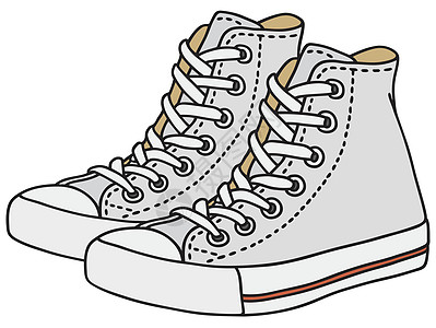 白运动鞋纺织品运动白色卡通片蕾丝培训师橡皮孩子们灰色靴子图片