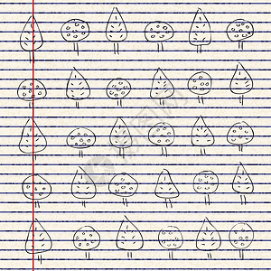 线条纸页上的树图案软垫床单备忘录笔记文档记事本家庭作业笔记纸季节条纹图片