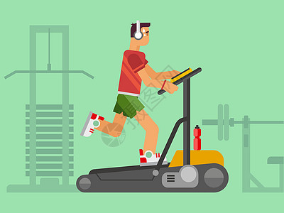赛马场上的运动员跑步慢跑者训练男人跑步机活动耐力运动运动装健身房速度图片