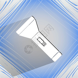 闪光灯 在平面几何抽象背景上使用平坦的现代网络按钮白色工具带子减轻活力火炬聚光灯塑料灯笼情况图片