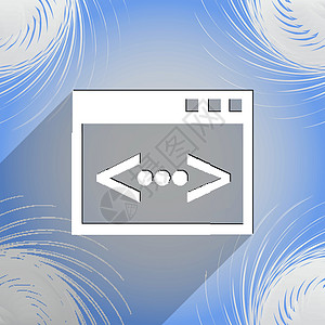 代码图标符号 Flat 现代网络设计 有长阴影和文字空间 矢量语言标签白色质量令牌极客插图海豹创造力脚本图片