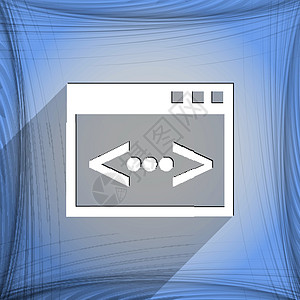 代码图标符号 Flat 现代网络设计 有长阴影和文字空间 矢量艺术导航白色语言插图编码数据角落程序员服务器图片