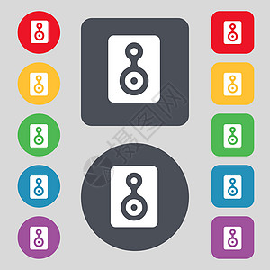 视频磁带图标符号 一组有12色按钮 平面设计 矢量图片