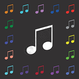 音符 音乐 铃声图标符号 您设计的很多彩色符号 向量光盘旋律收音机电脑打碟机手机网络信号电话气氛图片