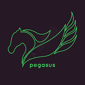 pegasus 徽标矢量力量速度标识艺术插图运动动物白色野马马术图片