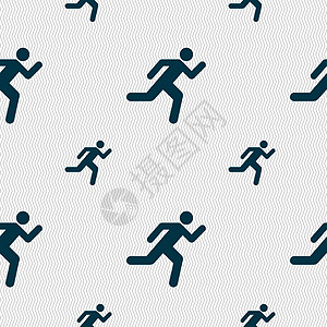 正在运行的 man 图标符号 无缝模式与几何纹理 矢量插图短跑慢跑跑步男人锻炼网络交通运动行动图片