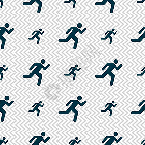 正在运行的 man 图标符号 无缝模式与几何纹理 矢量活动男人慢跑运动速度训练行动身体竞赛交通图片