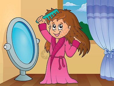女孩梳头发主题2图片
