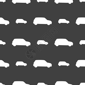 吉普图标符号 在灰色背景上的无缝模式 矢量速度交通民众赛车车轮卡车商业掀背车船运车皮图片