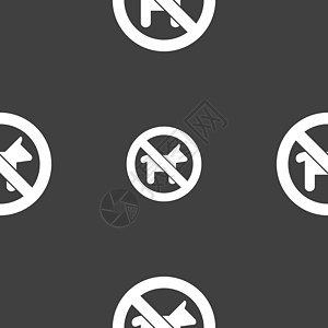 禁止狗行走图标符号 在灰色背景上无缝模式 矢量动物插图危险警告禁令元素冒险注意力标签宠物图片