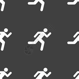 正在运行的 man 图标符号 在灰色背景上的无缝模式 矢量锻炼行动商业男人男性短跑冠军运动慢跑活动图片