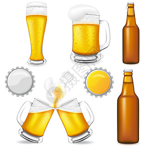 啤酒元素标签玻璃瓶子酒精酒吧饮料商业金子啤酒厂绘画图片