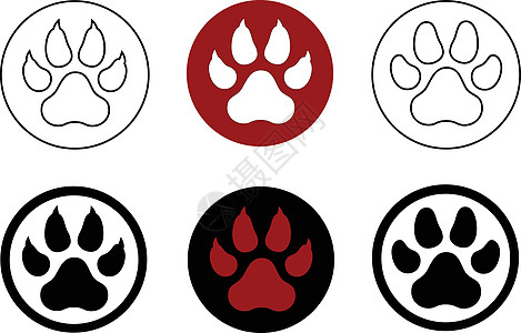 动物爪印野生动物黑色插图哺乳动物宠物野外动物小狗猎犬模仿脚趾图片