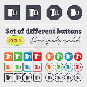 底片图标符号 大套多彩 多样化 高质量按钮 矢量图片