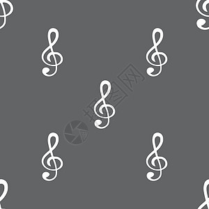 灰色背景上的无缝模式 矢量 X喇叭颤声高音小提琴插图谱号歌曲签名音乐家吉他手图片