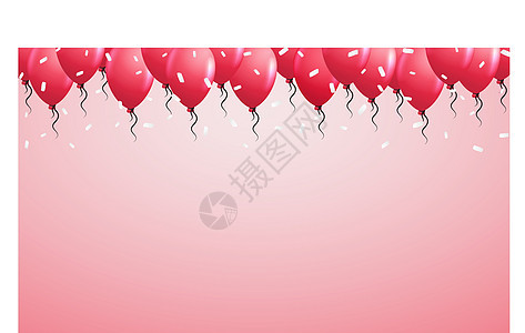 顶部的气球纸屑生日派对空气假期喜悦节日庆典天空插图图片