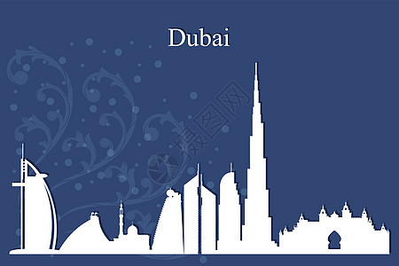迪拜城市蓝色背景的天线光影图片