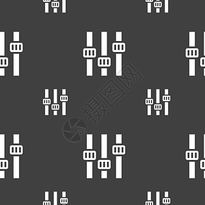 均衡器图标标志 灰色背景上的无缝模式 韦克托正方形体积辉光推介会网络玩家频率工作室插图技术图片