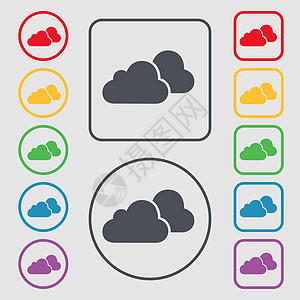 圆形和带边框的平方按钮上的符号 矢量收藏计算天气天空技术插图网络互联网预报气候图片