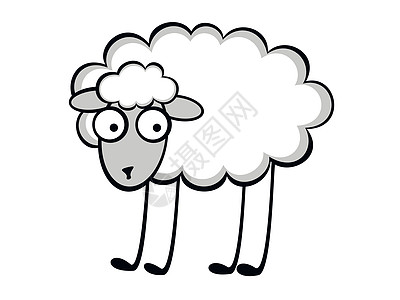 有趣的年轻绵羊农民乐趣羊毛动物绘画农场母羊艺术飞跃家畜图片