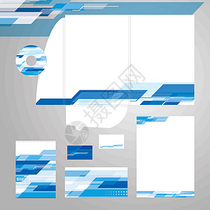名片蓝色机构身份标识模板矢量收藏工件插图横幅空白目录宣传册信封床单公司设计图片