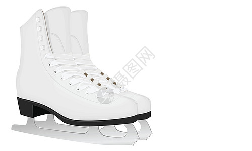 花式滑冰的白溜冰鞋绘画白色锻炼曲棍球数字蕾丝滑冰活动金属刀刃图片