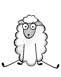 有趣的年轻绵羊卡通片微笑羊毛漫画婴儿飞跃羊肉绘画农家院动物图片