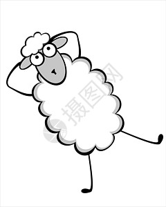 有趣的年轻绵羊绘画微笑插图艺术动物卡通片羊肉漫画吉祥物哺乳动物图片