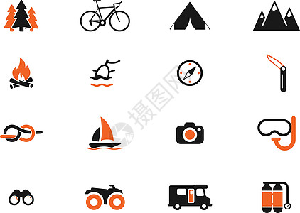 积极的娱乐图标 se自行车假期望远镜公园旅游图标集插图帆船闲暇汽艇图片