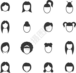 女人的头发剪影发型魅力插图黑色理发男人沙龙理发师女性女孩图片