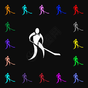 冬季运动 曲棍球图标符号 您的设计有许多多彩的符号 矢量图片