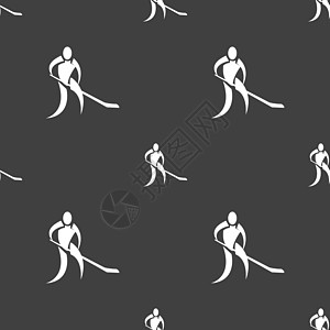 冬季运动曲棍球图标标志 灰色背景上的无缝模式 韦克托插图冰球跑步收藏活动运动员正方形竞赛游戏场地图片