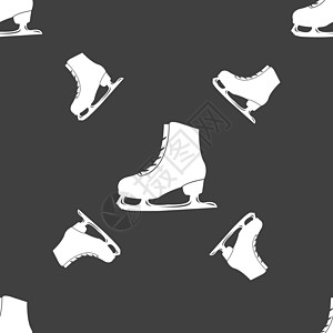 滑冰图标标志 灰色背景上的无缝模式 韦克托娱乐刀刃鞋类运动员溜冰场舞蹈活动闲暇溜冰者游戏图片