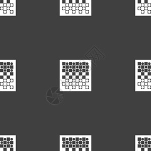 跳棋板图标标志 灰色背景上的无缝模式 韦克托活动对手爱好休闲检查柱子竞争竞赛运动插图图片
