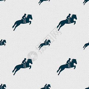 赛马 德比 马术运动 赛马图标标志的轮廓 具有几何纹理的无缝模式 韦克托良种马背哺乳动物跑步骑师男人马匹骑术行动跑马场图片