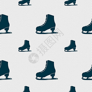 滑冰图标标志 具有几何纹理的无缝模式 韦克托娱乐运动蕾丝刀刃闲暇金属鞋类溜冰者鞋带曲棍球图片