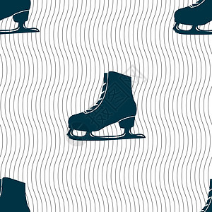 滑冰图标标志 具有几何纹理的无缝模式 韦克托鞋带溜冰者娱乐舞蹈金属蕾丝溜冰场刀刃跑步活动图片