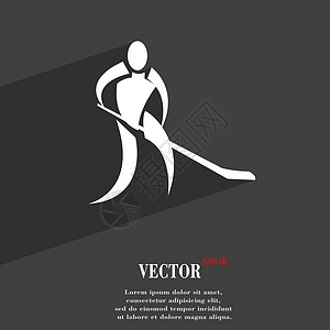 冬季运动曲棍球符号平现代网页设计与长长的阴影和空间为您的文本 韦克托图片