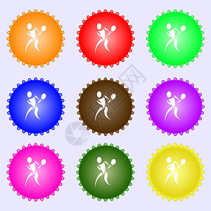 网球图标符号 大套多彩 多样 高质量的按钮 矢量球拍运动竞赛活动字符串服务圆圈行动爱好游戏图片